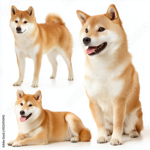 Adorable Shiba Inu Poses: A Collection of Cute Dogs , PNG isolated cut out image