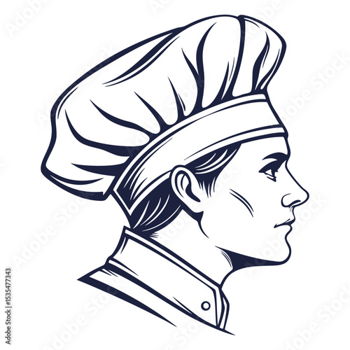 Chef hat side view vector in elegant clean outline style