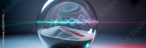 Glass sphere with sound wave visualization on sand