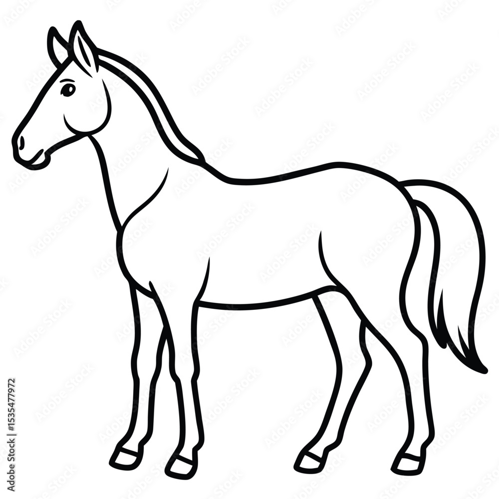 Obraz premium Horse Outline Drawing for Coloring Page and Vector Graphic