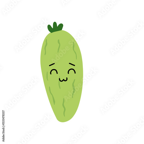 Adorable cute cucumber emoticon element stock design. baby cucumber variant face expression 