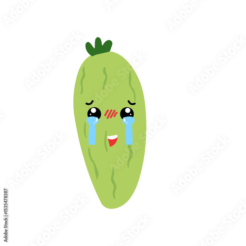 Adorable cute cucumber emoticon element stock design. baby cucumber variant face expression 