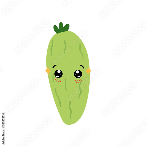 Adorable cute cucumber emoticon element stock design. baby cucumber variant face expression 