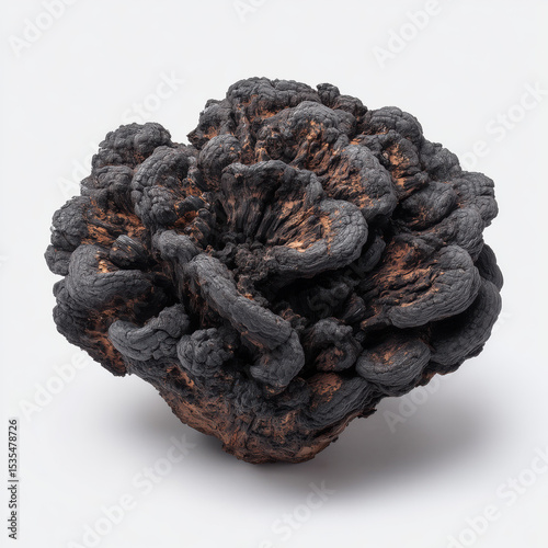 Charcoal Mushroom Sculpture - Nature's Organic Art , PNG isolated cut out image