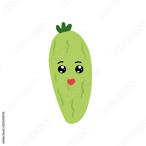 Adorable cute cucumber emoticon element stock design. baby cucumber variant face expression 