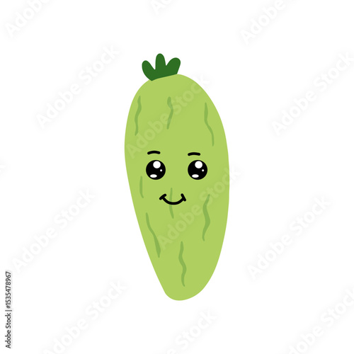 Adorable cute cucumber emoticon element stock design. baby cucumber variant face expression 