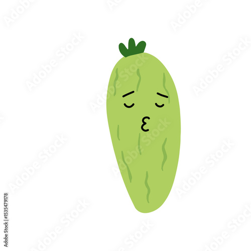 Adorable cute cucumber emoticon element stock design. baby cucumber variant face expression 