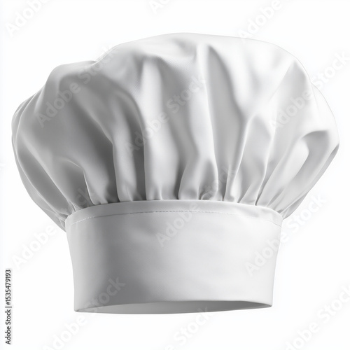 Elegant White Chef Hat for Restaurant Professionals , PNG isolated cut out image