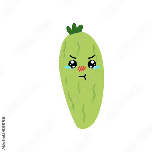 Adorable cute cucumber emoticon element stock design. baby cucumber variant face expression 