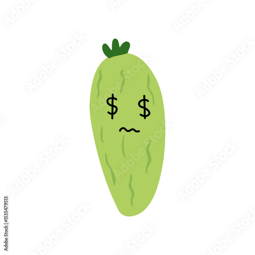 Adorable cute cucumber emoticon element stock design. baby cucumber variant face expression 