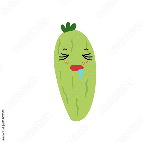 Adorable cute cucumber emoticon element stock design. baby cucumber variant face expression 