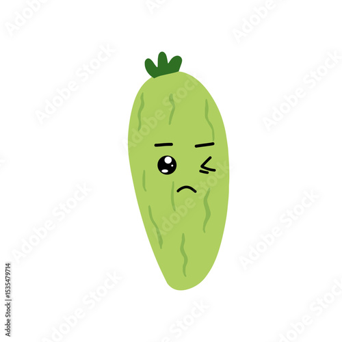 Adorable cute cucumber emoticon element stock design. baby cucumber variant face expression 