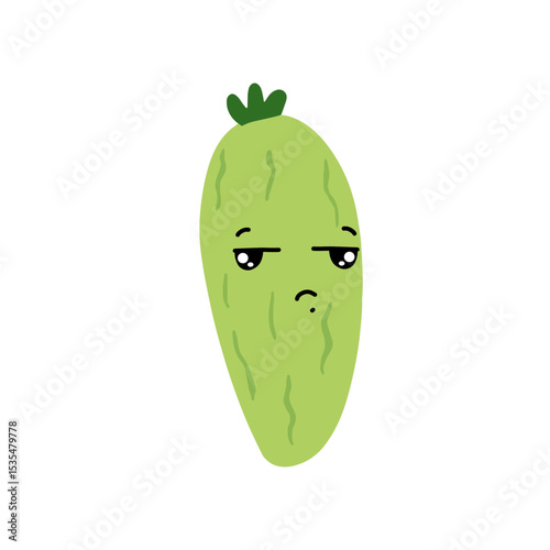 Adorable cute cucumber emoticon element stock design. baby cucumber variant face expression 