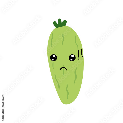 Adorable cute cucumber emoticon element stock design. baby cucumber variant face expression 