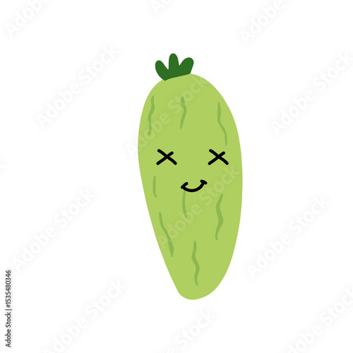 Adorable cute cucumber emoticon element stock design. baby cucumber variant face expression 