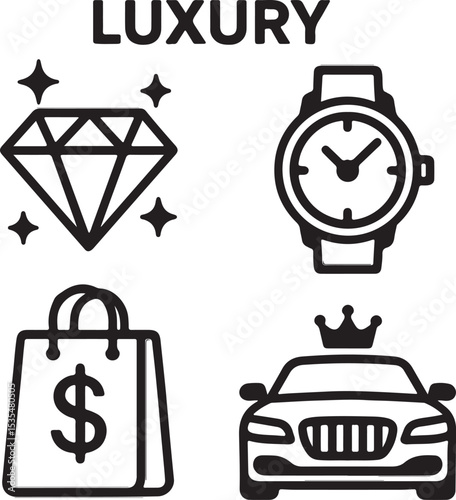 Vector illustration of a business alarm clock icon set with time symbols