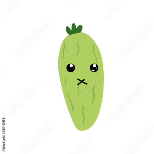 Adorable cute cucumber emoticon element stock design. baby cucumber variant face expression 