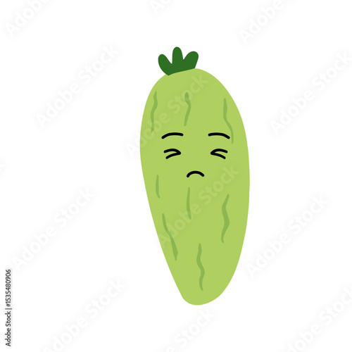 Adorable cute cucumber emoticon element stock design. baby cucumber variant face expression 