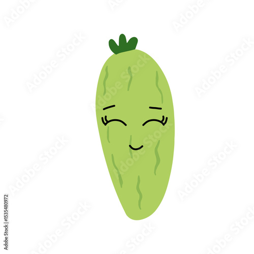Adorable cute cucumber emoticon element stock design. baby cucumber variant face expression 