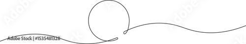 Round shape in continuous line art style in continuous line drawing style. Minimalist round shape sketch in black linear isolated on white background. Vector illustration