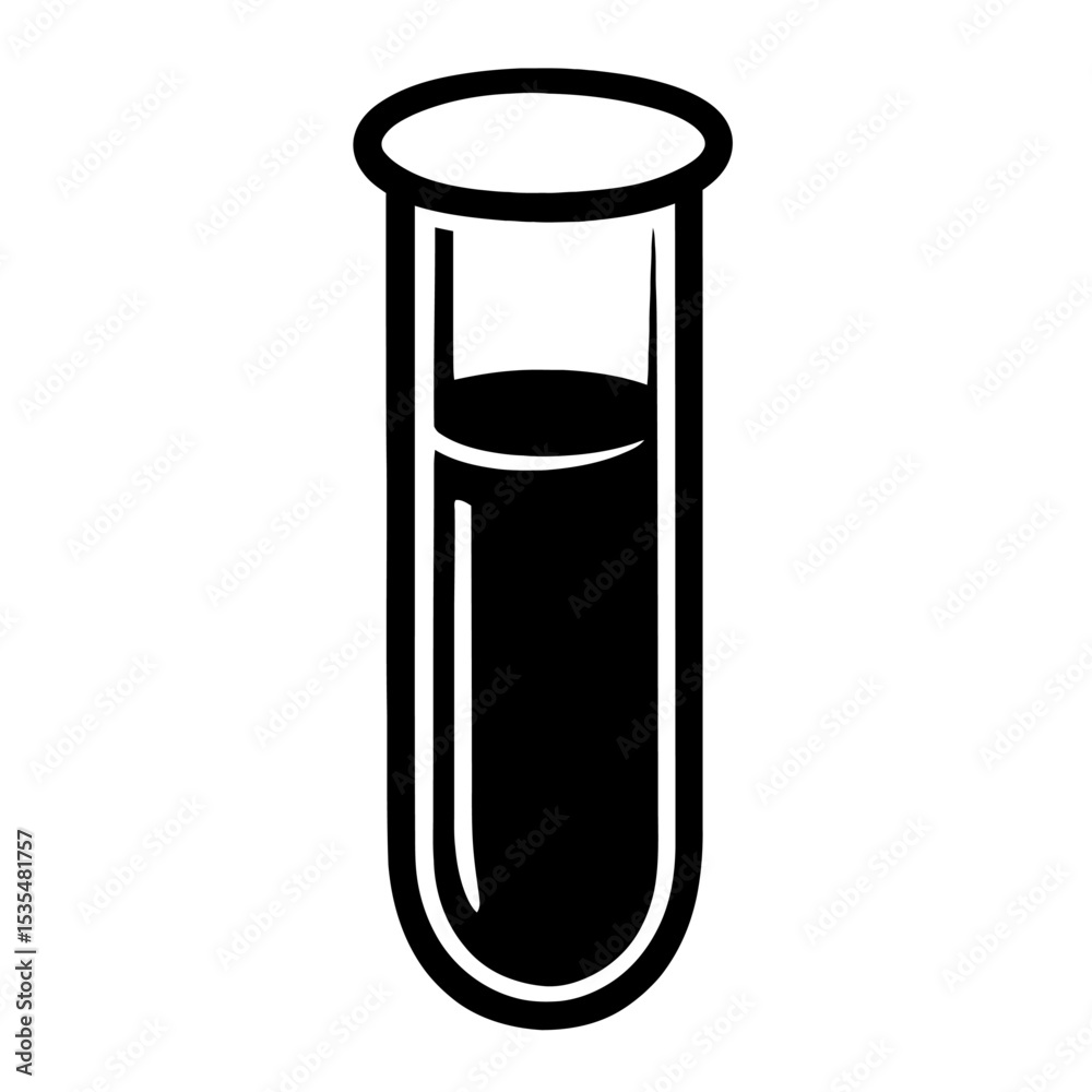 Essential Monochrome Laboratory Test Tube with Liquid Illustration - Perfect for Scientific Experiments and Chemistry Essential Monochrome Laboratory Test Tube with Liquid Illustration - Perfect for Scientific Experiments and Chemistry