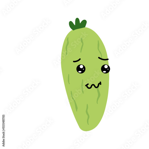 Adorable cute cucumber emoticon element stock design. baby cucumber variant face expression 