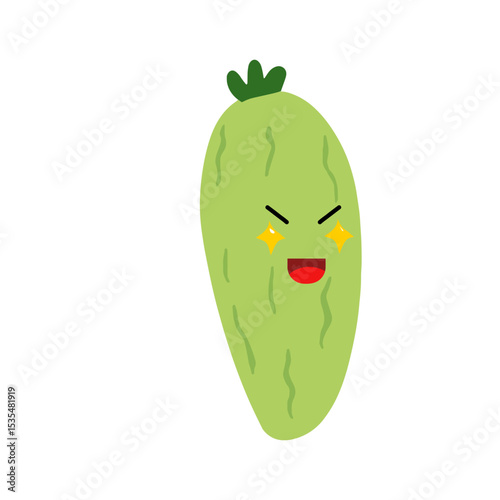 Adorable cute cucumber emoticon element stock design. baby cucumber variant face expression 