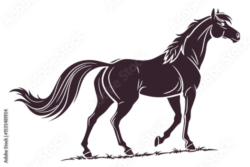 Elegant silhouette of a walking horse representing grace strength and freedom in motion