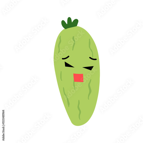 Adorable cute cucumber emoticon element stock design. baby cucumber variant face expression 