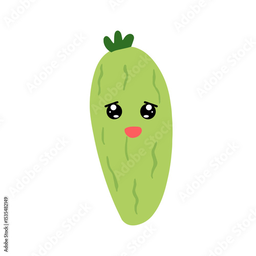 Adorable cute cucumber emoticon element stock design. baby cucumber variant face expression 