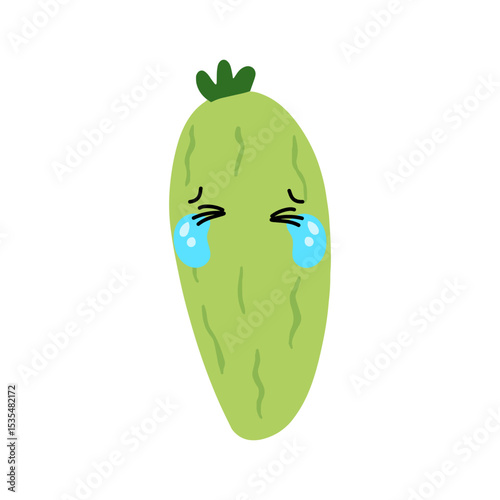 Adorable cute cucumber emoticon element stock design. baby cucumber variant face expression 