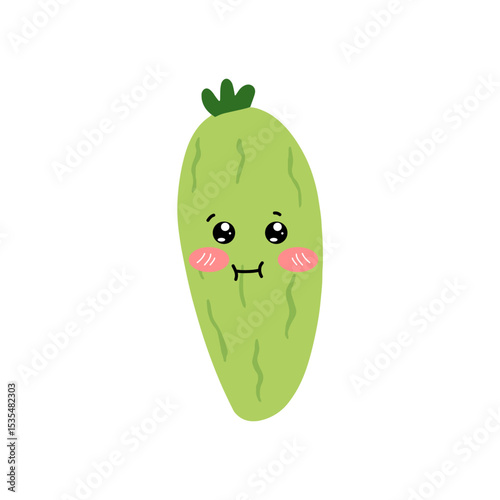 Adorable cute cucumber emoticon element stock design. baby cucumber variant face expression 