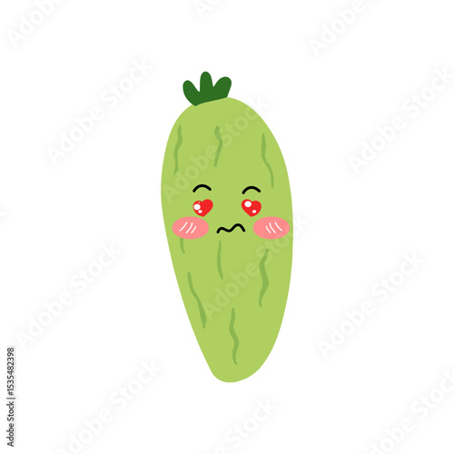 Adorable cute cucumber emoticon element stock design. baby cucumber variant face expression 
