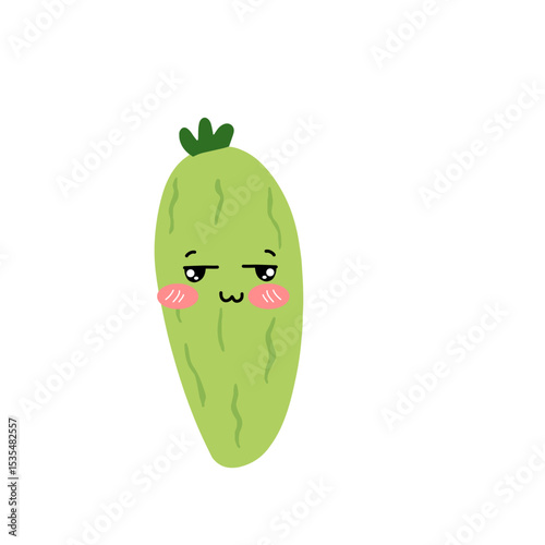 Adorable cute cucumber emoticon element stock design. baby cucumber variant face expression 