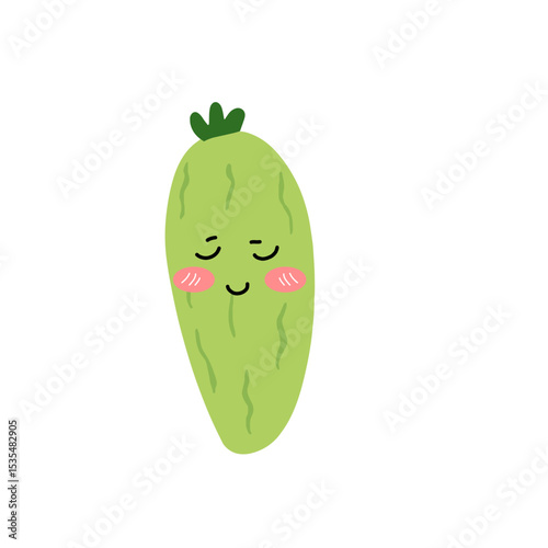Adorable cute cucumber emoticon element stock design. baby cucumber variant face expression 