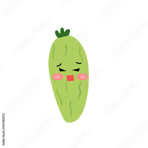 Adorable cute cucumber emoticon element stock design. baby cucumber variant face expression 
