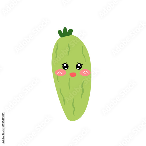 Adorable cute cucumber emoticon element stock design. baby cucumber variant face expression 