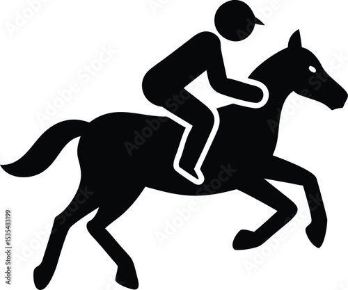 Silhouette of a horse and jockey in motion depicting horse racing or equestrian sport