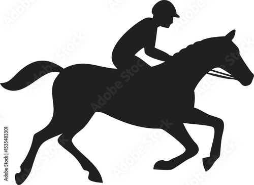 Silhouette of a horse and jockey racing in equestrian sport competition