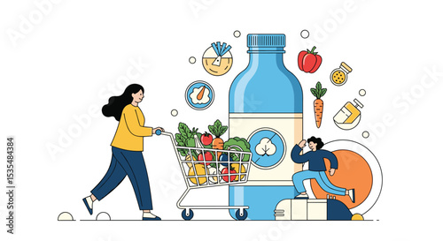 Healthy Lifestyle Choices And Nutritious Diet With Natural Food Ingredients And Vitamins
