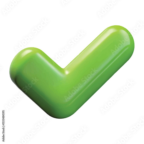 A bright green 3D checkmark icon symbolizes approval, confirmation, and successful completion in user interfaces.