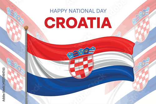 Happy National Day Croatia Celebration Flag Patriotic Event