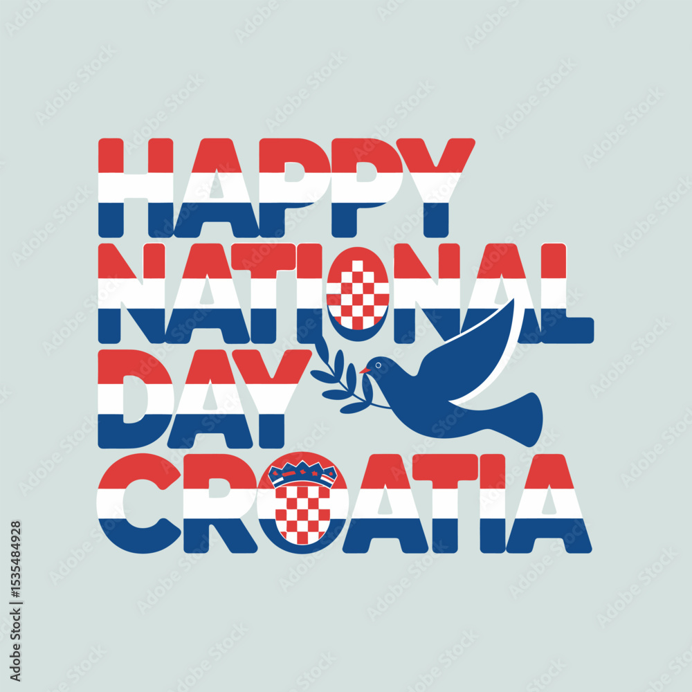 Obraz premium Happy National Day Croatia Peace Dove Celebration Patriotic Symbol