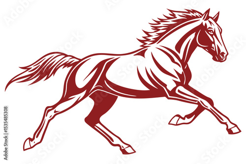 Vector illustration of a dynamic running horse in a stylish minimalist design.