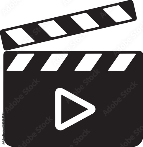 Movie Clapperboard Design with Illustration in Silhouette Style