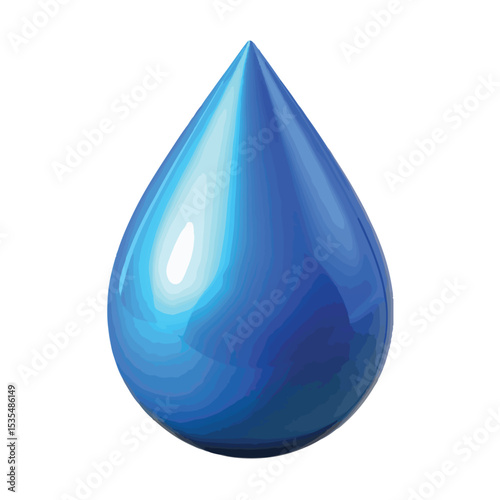Glossy blue droplet illustration is perfect for eco-friendly projects, water conservation themes, and natural concepts.
