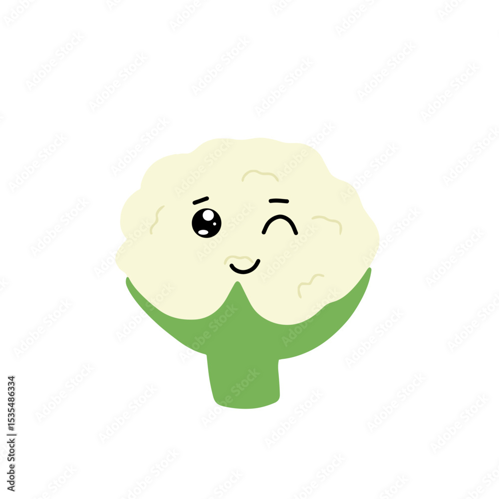 Obraz premium Popular kawaii cauliflower variant expression face cartoon design