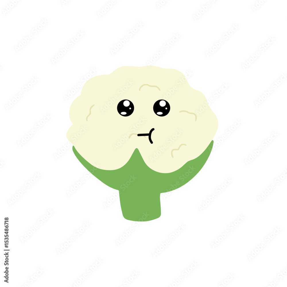 Fototapeta premium Popular kawaii cauliflower variant expression face cartoon design