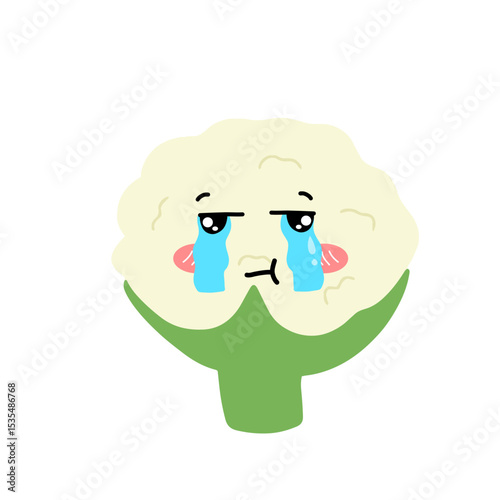 Popular kawaii cauliflower variant expression face cartoon design