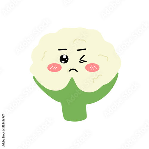 Popular kawaii cauliflower variant expression face cartoon design